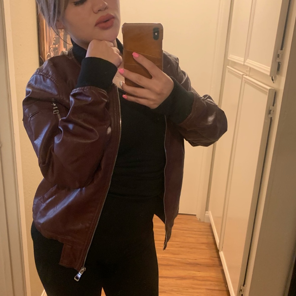 Faux leather jacket burgundy